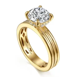 New Gabriel & Co. Sela - 14K Yellow Gold Round Diamond Engagement Ring