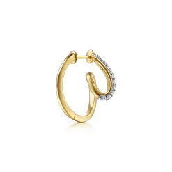 New Gabriel & Co. Selene - Intricate Hoop Earrings 14K White and Yellow Gold Diamond 0.45ct