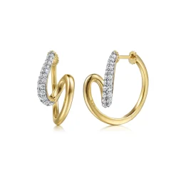 New Gabriel & Co. Selene - Intricate Hoop Earrings 14K White and Yellow Gold Diamond 0.45ct