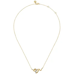 New Gabriel & Co. Selene - 14K White Yellow Gold Diamond Swirl Bar Necklace