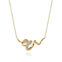 New Gabriel & Co. Selene - 14K White Yellow Gold Diamond Swirl Bar Necklace