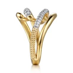 Outlet Gabriel & Co. Selene - 14K White Yellow Gold Diamond Swirl Ring