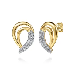 Outlet Gabriel & Co. Selene - 14K Yellow Gold Diamond Swirl Stud Earrings
