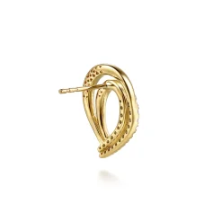 Outlet Gabriel & Co. Selene - 14K Yellow Gold Diamond Swirl Stud Earrings
