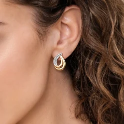 Outlet Gabriel & Co. Selene - 14K Yellow Gold Diamond Swirl Stud Earrings
