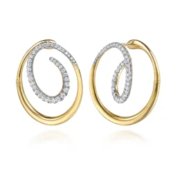 Sale Gabriel & Co. Selene - 14K Yellow Gold Diamond Swirl Bypass Hoop Earrings