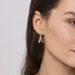 Online Gabriel & Co. Selene - 14K Yellow Gold Pave Diamond Intricate Swirl Hoop Earrings
