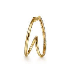 Online Gabriel & Co. Selene - 14K Yellow Gold Pave Diamond Intricate Swirl Hoop Earrings