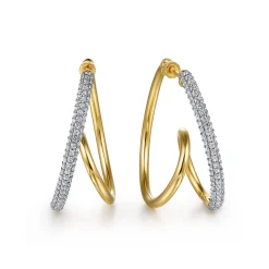 Online Gabriel & Co. Selene - 14K Yellow Gold Pave Diamond Intricate Swirl Hoop Earrings