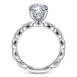 Outlet Gabriel & Co. Senia - Vintage Inspired 14K White Gold Round Diamond Engagement Ring