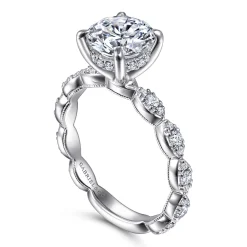 Outlet Gabriel & Co. Senia - Vintage Inspired 14K White Gold Round Diamond Engagement Ring