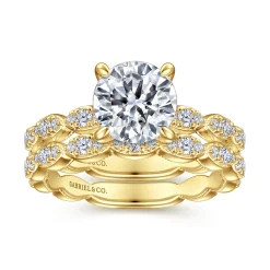 Outlet Gabriel & Co. Senia - Vintage Inspired 14K Yellow Gold Round Diamond Engagement Ring