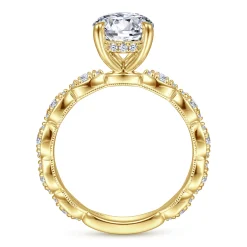 Outlet Gabriel & Co. Senia - Vintage Inspired 14K Yellow Gold Round Diamond Engagement Ring