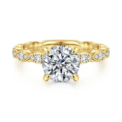 Outlet Gabriel & Co. Senia - Vintage Inspired 14K Yellow Gold Round Diamond Engagement Ring