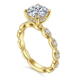 Outlet Gabriel & Co. Senia - Vintage Inspired 14K Yellow Gold Round Diamond Engagement Ring