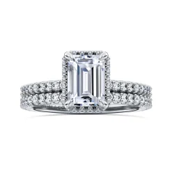 Online Gabriel & Co. Senne - 14K White Gold Emerald Cut Hidden Halo Diamond Engagement Ring