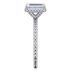 Online Gabriel & Co. Senne - 14K White Gold Emerald Cut Hidden Halo Diamond Engagement Ring