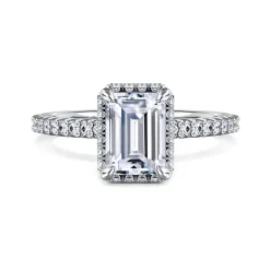 Online Gabriel & Co. Senne - 14K White Gold Emerald Cut Hidden Halo Diamond Engagement Ring