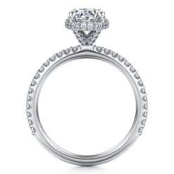 Gabriel & Co. Senne - 14K White Gold Oval Cut Hidden Halo Diamond Engagement Ring