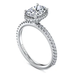 Gabriel & Co. Senne - 14K White Gold Oval Cut Hidden Halo Diamond Engagement Ring