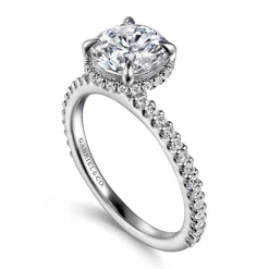 Hot Gabriel & Co. Senne - 14K White Gold Round Hidden Halo Diamond Engagement Ring