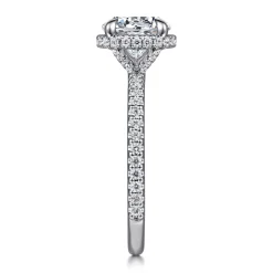 Hot Gabriel & Co. Senne - 14K White Gold Round Hidden Halo Diamond Engagement Ring