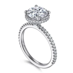Outlet Gabriel & Co. Senne - 14K White Gold Round Hidden Halo Diamond Engagement Ring
