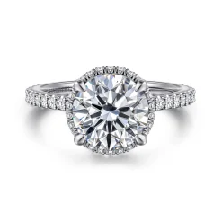 Outlet Gabriel & Co. Senne - 14K White Gold Round Hidden Halo Diamond Engagement Ring