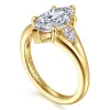New Gabriel & Co. Serenelle - 14K Yellow Gold Marquise Shape Three Stone Diamond Engagement Ring