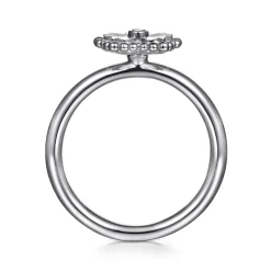 Outlet Gabriel & Co. 925 Serling Silver Diamond Bujukan Frame Flower Diamond Cut Ladies Ring