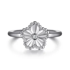Outlet Gabriel & Co. 925 Serling Silver Diamond Bujukan Frame Flower Diamond Cut Ladies Ring
