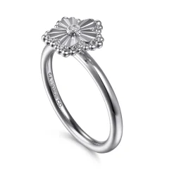 Outlet Gabriel & Co. 925 Serling Silver Diamond Bujukan Frame Flower Diamond Cut Ladies Ring