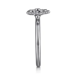 Outlet Gabriel & Co. 925 Serling Silver Diamond Bujukan Frame Flower Diamond Cut Ladies Ring
