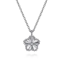 Hot Gabriel & Co. 925 Serling Silver Diamond Pendant Necklace-Bujukan