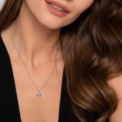 Hot Gabriel & Co. 925 Serling Silver Diamond Pendant Necklace-Bujukan