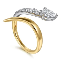 Online Gabriel & Co. Serpentina - 14K White and Yellow Gold Diamond Bypass Snake Ring