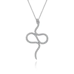 Gabriel & Co. Serpentina - 14K White Gold Diamond Snake Pendant Necklace
