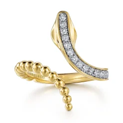 Hot Gabriel & Co. Serpentina - 14K Yellow Gold Bujukan Diamond Open Snake Ring