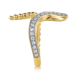 Hot Gabriel & Co. Serpentina - 14K Yellow Gold Bujukan Diamond Open Snake Ring