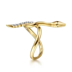 Hot Gabriel & Co. Serpentina - 14K Yellow Gold Diamond Snake Twisted Ring
