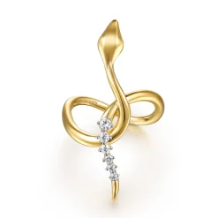 Hot Gabriel & Co. Serpentina - 14K Yellow Gold Diamond Snake Twisted Ring