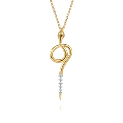 New Gabriel & Co. Serpentina - 14K Yellow Gold Diamond Snake Drop Necklace