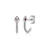 Sale Gabriel & Co. Serpentina - 925 Sterling Silver Snake Bujukan Ruby J Hoop Stud Earrings