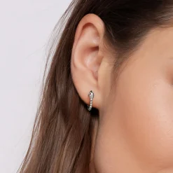 Sale Gabriel & Co. Serpentina - 925 Sterling Silver Snake Bujukan Ruby J Hoop Stud Earrings