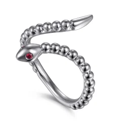 Sale Gabriel & Co. Serpentina - 925 Sterling Silver Snake Bujukan Ruby Bypass Ring