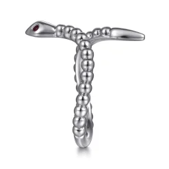 Sale Gabriel & Co. Serpentina - 925 Sterling Silver Snake Bujukan Ruby Bypass Ring