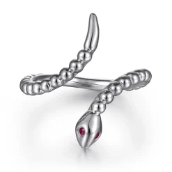 Sale Gabriel & Co. Serpentina - 925 Sterling Silver Snake Bujukan Ruby Bypass Ring