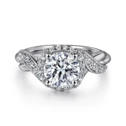 Gabriel & Co. Shae - Vintage Inspired 14K White Gold Round Halo Diamond Engagement Ring