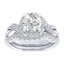Gabriel & Co. Shae - Vintage Inspired 14K White Gold Round Halo Diamond Engagement Ring