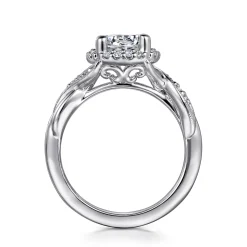 Gabriel & Co. Shae - Vintage Inspired 14K White Gold Round Halo Diamond Engagement Ring
